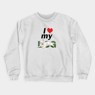 I love (heart) my dog - Golden retriever (white) oil painting word art Crewneck Sweatshirt